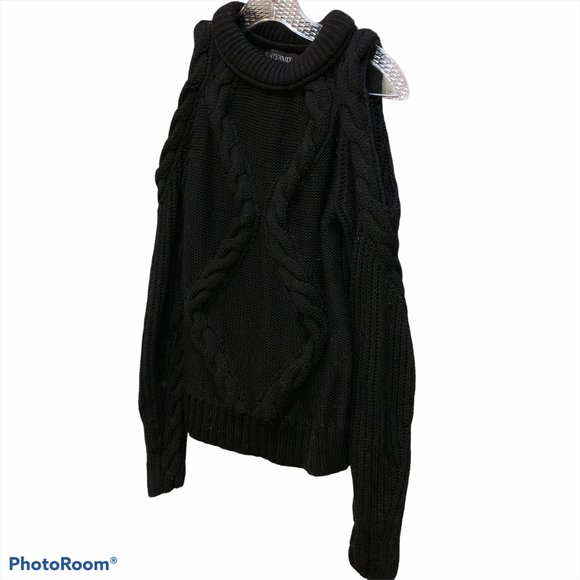 intermix NEW INCREDIBLE CHUNKY cold shoulder S cable knit sweater - Picture 1 of 3